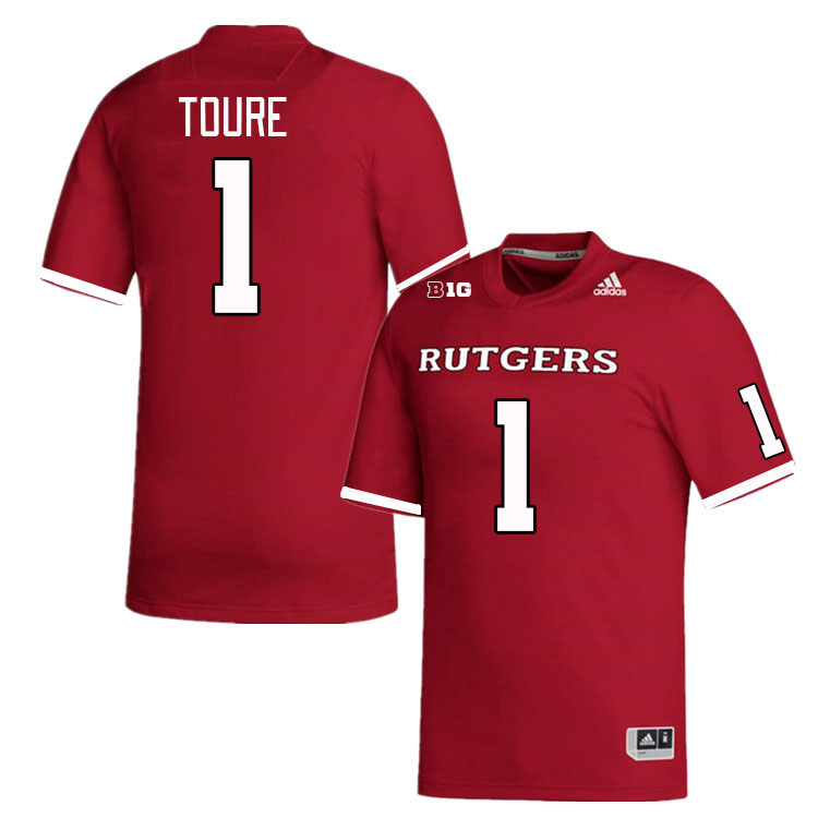 Men #1 Mohamed Toure Rutgers Scarlet Knights College Football Jerseys Stitched Sale-Scarlet - Click Image to Close